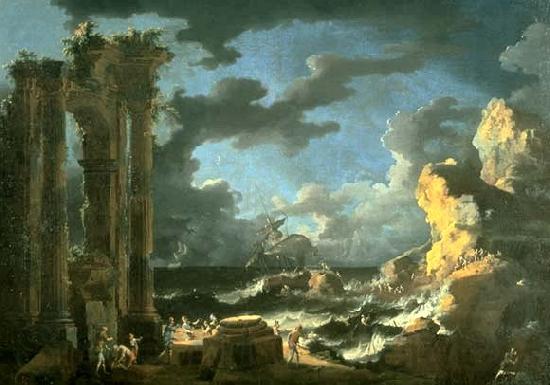 Leonardo Coccorante Port of Ostia During a Tempest Spain oil painting art
